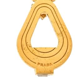 Prada Crystal & Leather Drop Clip On Earrings 