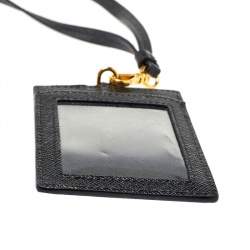 Pre Owned حافظة بادج تعريفي برادا جلد أسود