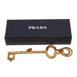 Prada Skeleton Key Antique Gold Tone Keyring