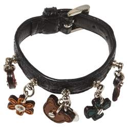 مملوكة مسبقًا سوار برادا إبزيم حلية جلد أسود