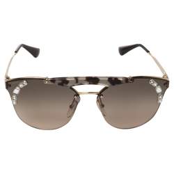 Pre Owned نظارة شمسية برادا SPR 53U كلوبماستر بني و ذهبي