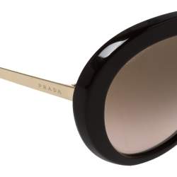 مملوكة مسبقًا Prada Gold/ Brown Gradient SPR 16Q Oval Sunglasses