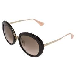 مملوكة مسبقًا Prada Gold/ Brown Gradient SPR 16Q Oval Sunglasses
