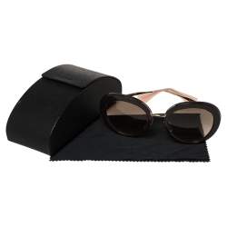 مملوكة مسبقًا Prada Gold/ Brown Gradient SPR 16Q Oval Sunglasses