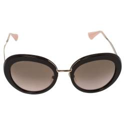 مملوكة مسبقًا Prada Gold/ Brown Gradient SPR 16Q Oval Sunglasses