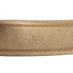 Pre Owned Prada Metallic Gold Leather Waist Belt 85 CM