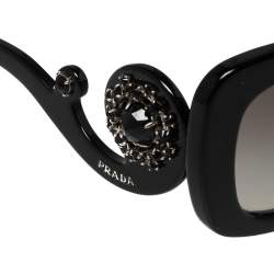 Prada Black SPR33P Crystal Embellished Rectangular Sunglasses