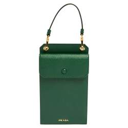 Prada Green Saffiano Leather Smartphone Case