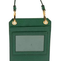 Prada Green Saffiano Lux Leather Smartphone Case
