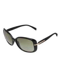 Pre Owned Prada Black/Green SPR08O Square Sunglasses