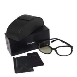 Pre Owned Prada Black/Green SPR08O Square Sunglasses
