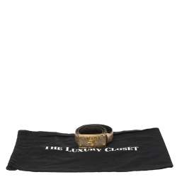 Prada Metallic Gold Saffiano Leather Logo Buckle Belt 85CM