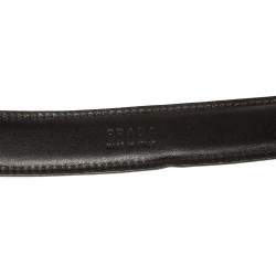 Prada Metallic Gold Saffiano Leather Logo Buckle Belt 85CM