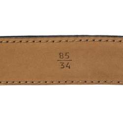 Prada Black Pebbled Leather Cruise Ship Buckle Belt 85CM