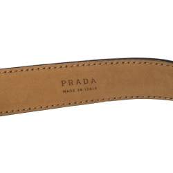 Prada Black Pebbled Leather Cruise Ship Buckle Belt 85CM