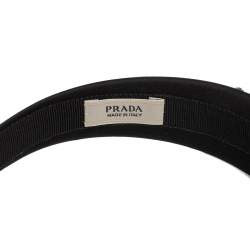 Pre Owned Prada Black Crystal Embellished Satin Headband