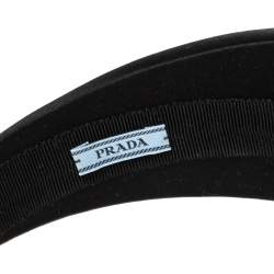 Prada Black Padded Satin Wide Headband