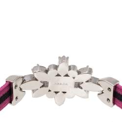 Prada Pink Crystal Embellished Striped Stretch Band Bracelet