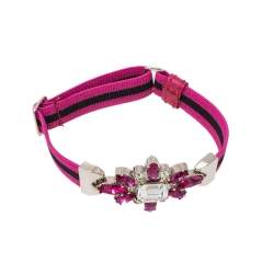 Prada Pink Crystal Embellished Striped Stretch Band Bracelet