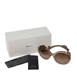 Pre Owned Prada Brown Acetate SPR27N Baroque Gradient Oversized Sunglasses