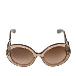 Pre Owned Prada Brown Acetate SPR27N Baroque Gradient Oversized Sunglasses