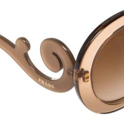 Pre Owned Prada Brown Acetate SPR27N Baroque Gradient Oversized Sunglasses