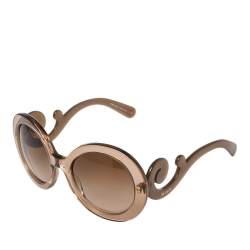 Pre Owned Prada Brown Acetate SPR27N Baroque Gradient Oversized Sunglasses