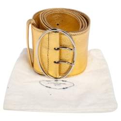 Pre Owned حزام خصر برادا جلد ذهبي ميتاليك 85 سم 