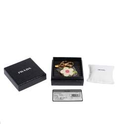 Pre Owned Prada Multicolor Flower Enamel Gold Tone Keychain/ Bag Charm