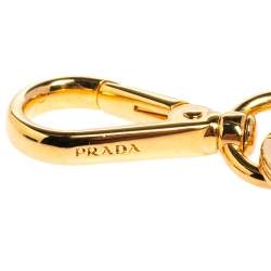 Pre Owned Prada Multicolor Flower Enamel Gold Tone Keychain/ Bag Charm