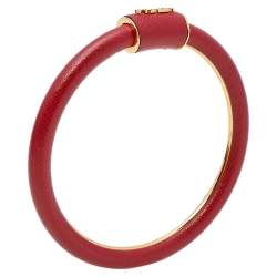 Pre Owned Prada Red Saffiano Leather Bangle Bracelet 