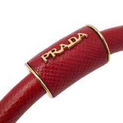 Pre Owned Prada Red Saffiano Leather Bangle Bracelet 