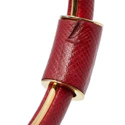 Pre Owned Prada Red Saffiano Leather Bangle Bracelet 