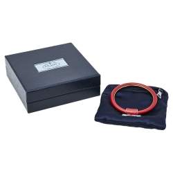 Pre Owned Prada Red Saffiano Leather Bangle Bracelet 
