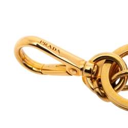 Pre Owned Prada Black Saffiano Leather Flower Bag Charm/Key Ring