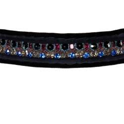 Pre Owned Prada Navy Blue Crystal Embellished Velvet Waist Belt (One Size)