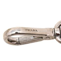 Prada Silver Tone Saffiano Leather Robot Keychain/Bag Charrm