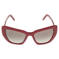 Prada Red Acetate SPR 08V Gradient Cat Eye Sunglasses 
