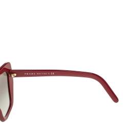 Prada Red Acetate SPR 08V Gradient Cat Eye Sunglasses 