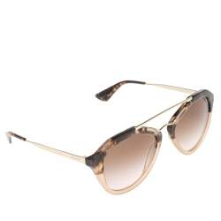 Pre Owned Prada Brown/Beige Acetate SPR12Q Gradient Cat Eye Sunglasses