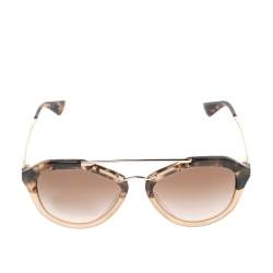 Pre Owned Prada Brown/Beige Acetate SPR12Q Gradient Cat Eye Sunglasses