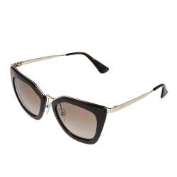 Pre Owned Prada Brown Havana/ Grey Gradient SPR 53S Cinema Cat Eye Sunglasses