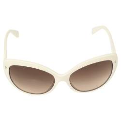 Prada White Acetate SPR 21N Gradient Cat Eye Sunglasses