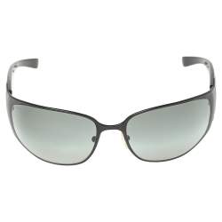Pre Owned Prada Black Acetate Black Metal Tone SPR 50G Gradient Rectangle Sunglasses