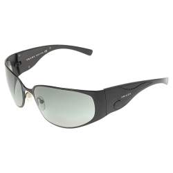 Pre Owned Prada Black Acetate Black Metal Tone SPR 50G Gradient Rectangle Sunglasses