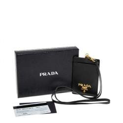 Prada Black Saffiano Leather Badge Holder