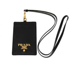 Prada Black Saffiano Leather Badge Holder