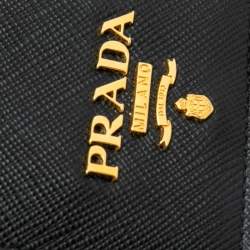Prada Black Saffiano Leather Badge Holder