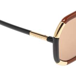 Prada Brown Acetate Geometric Design Frame SPR20X Oversized Sunglasses