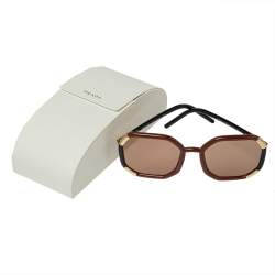Prada Brown Acetate Geometric Design Frame SPR20X Oversized Sunglasses